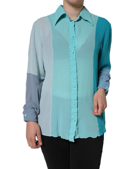 Dolce & Gabbana Multicolor Long Sleeve Button Blouse Top