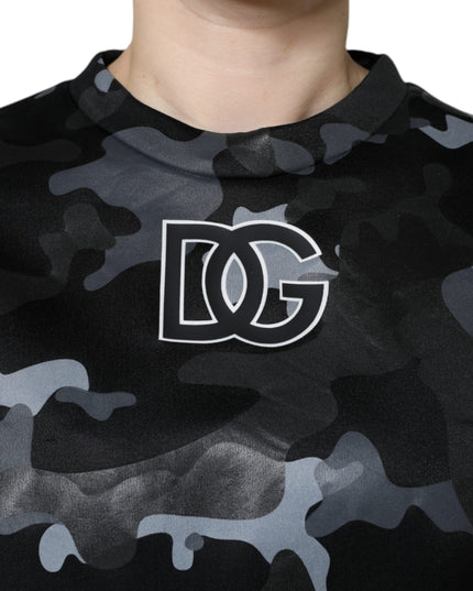 Dolce & Gabbana Black Camouflage Round Neck Sweatshirt Sweater