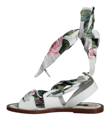 Dolce & Gabbana Multicolor Floral Print Ankle Wrap Sandals Shoes