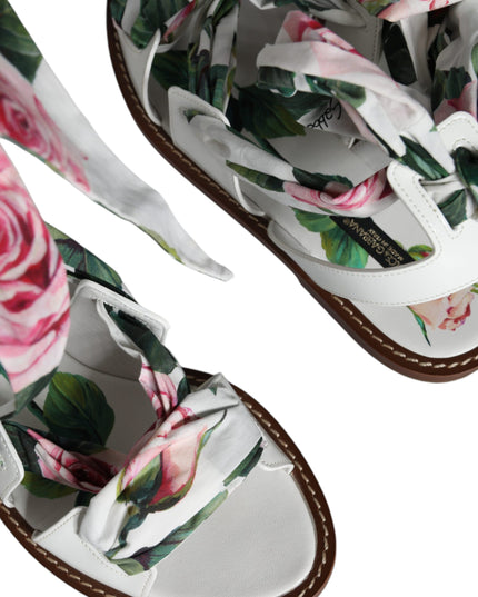 Dolce & Gabbana Multicolor Floral Print Ankle Wrap Sandals Shoes