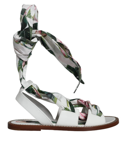 Dolce & Gabbana Multicolor Floral Print Ankle Wrap Sandals Shoes