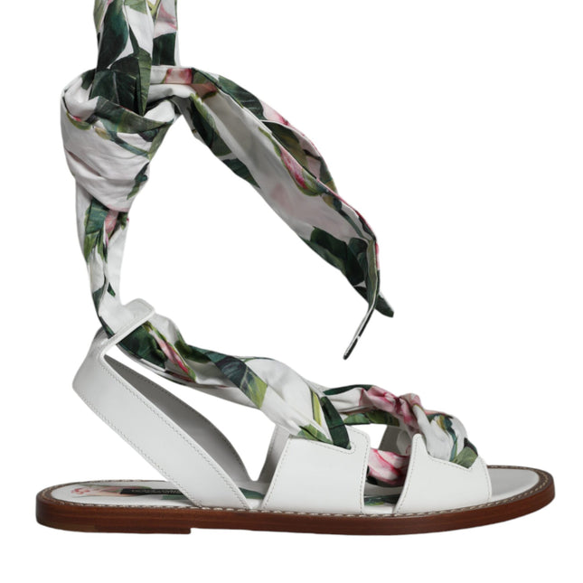 Dolce & Gabbana Multicolor Floral Print Ankle Wrap Sandals Shoes