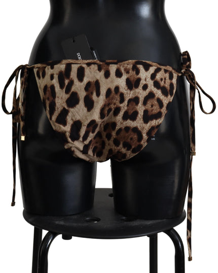 Dolce & Gabbana Brown Leopard Print Swimsuit Swimwear Bikini Bottom