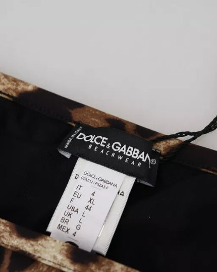 Dolce & Gabbana Brown Leopard Print Swimsuit Swimwear Bikini Bottom