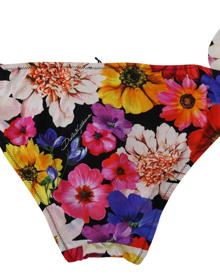 Dolce & Gabbana Black Floral Print Swimsuit Bikini Bottom Swimwear