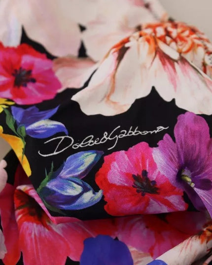Dolce & Gabbana Black Floral Print Swimsuit Bikini Bottom Swimwear