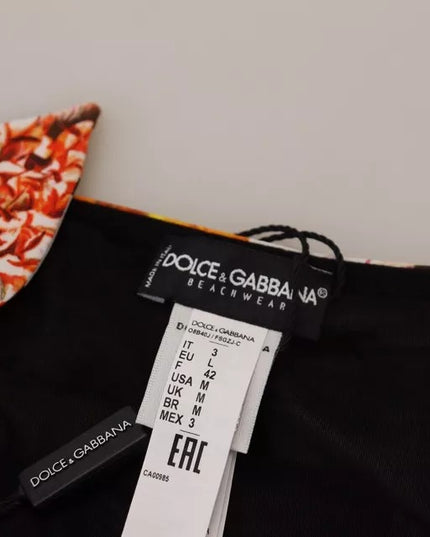 Dolce & Gabbana Black Floral Print Swimsuit Bikini Bottom Swimwear