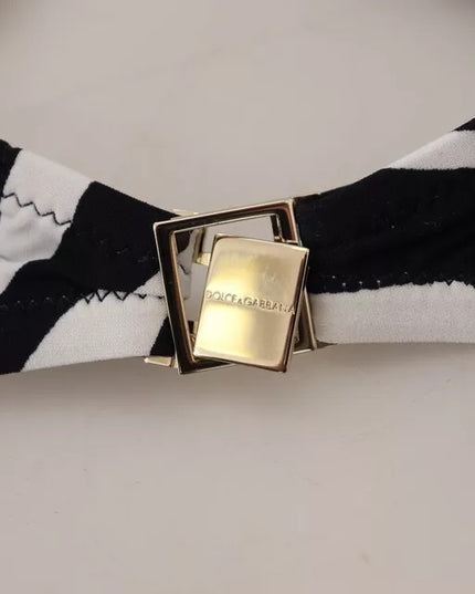Dolce & Gabbana Black White Zebra Bandeau Swimwear Bikini Top