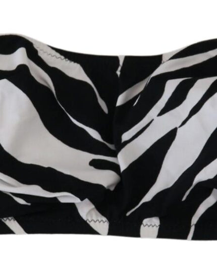 Dolce & Gabbana Black White Zebra Bandeau Swimwear Bikini Top
