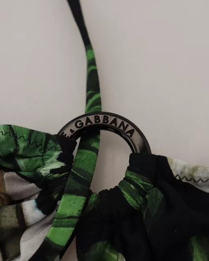 Dolce & Gabbana Black Floral Halter Beachwear Swimwear Bikini Top