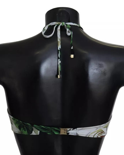 Dolce & Gabbana Black Floral Halter Beachwear Swimwear Bikini Top