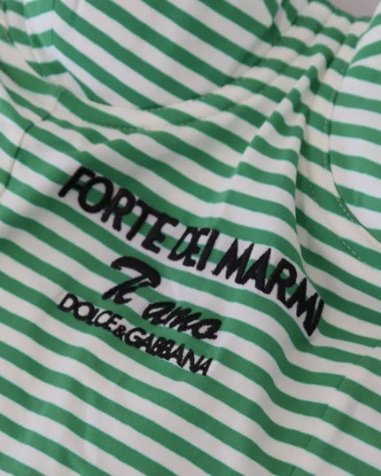 Dolce & Gabbana White Green Stripes One Piece Beachwear Swimwear