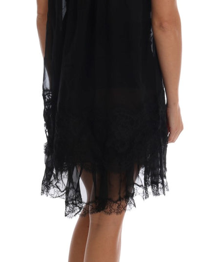 Dolce & Gabbana Black Silk Lace Chemise Dress