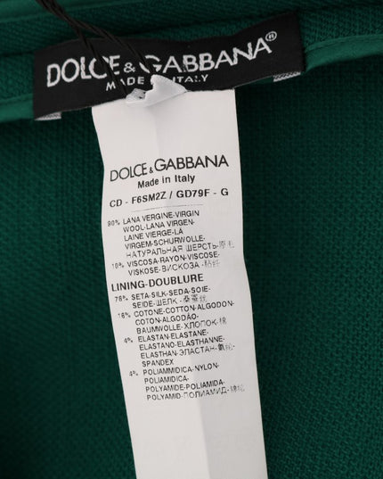 Dolce & Gabbana Green Floral Cutout Silk Wool Dress