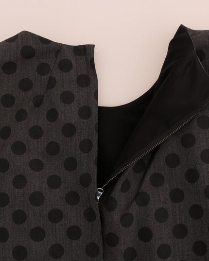 Dolce & Gabbana Gray Polka Dotted Wool Stretch Dress
