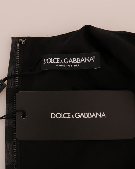 Dolce & Gabbana Gray Polka Dotted Wool Stretch Dress