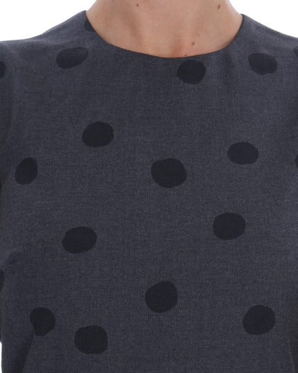 Dolce & Gabbana Gray Polka Dotted Sheath Wool Dress
