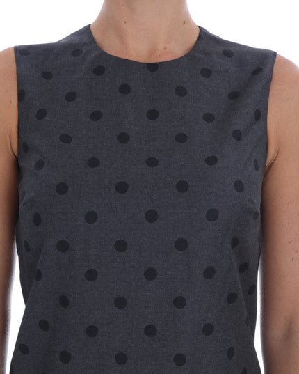 Dolce & Gabbana Gray Polka Dotted Sheath Wool Dress
