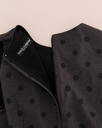 Dolce & Gabbana Gray Polka Dotted Sheath Wool Dress