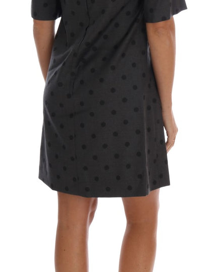 Dolce & Gabbana Gray Polka Dotted Sheath Wool Dress