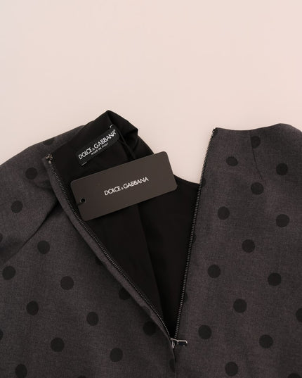 Dolce & Gabbana Gray Polka Dotted Sheath Wool Dress