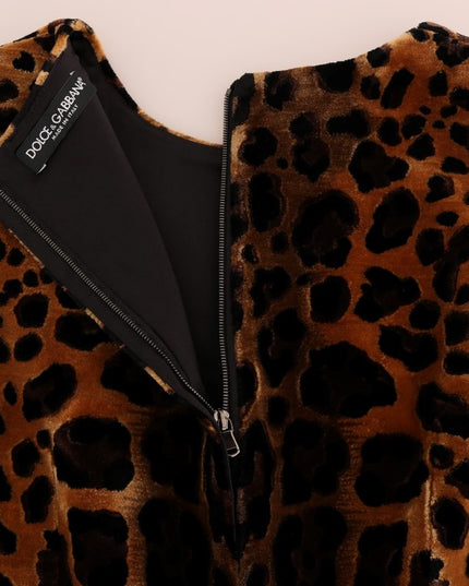 Dolce & Gabbana Brown Leopard Print Silk Sheath Dress