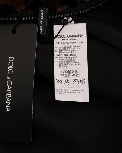 Dolce & Gabbana Brown Leopard Print Silk Sheath Dress