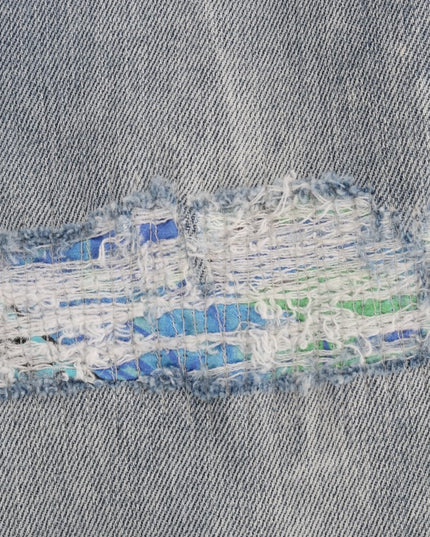 Versace Jeans Blue Wash Torn Stretch Slim Fit Jeans