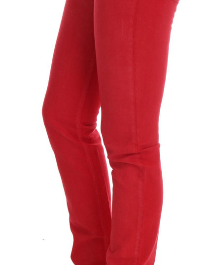 Costume National Red Cotton Stretch Slim Jeans