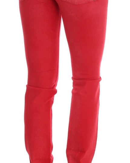 Costume National Red Cotton Stretch Slim Jeans