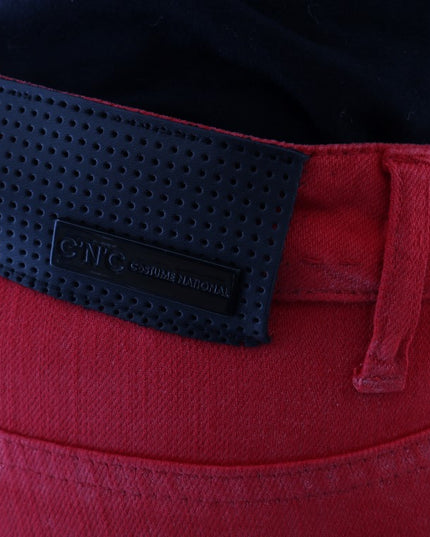 Costume National Red Cotton Stretch Slim Jeans