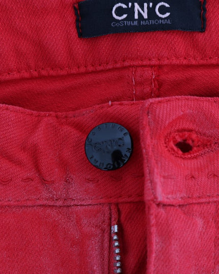 Costume National Red Cotton Stretch Slim Jeans