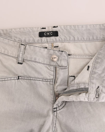 Costume National Gray Wash Cotton Slim Jeans