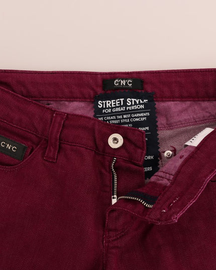 Costume National Red Wash Cotton Stretch Denim Jeans