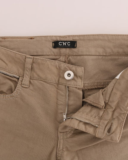 Costume National Beige Cotton Stretch Slim Fit Jeans
