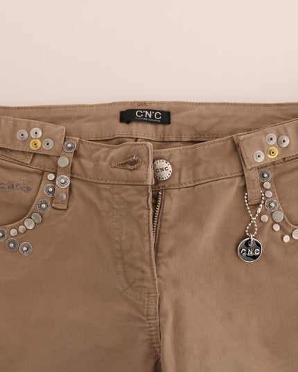 Costume National Beige Cotton Stretch Slim Fit Jeans