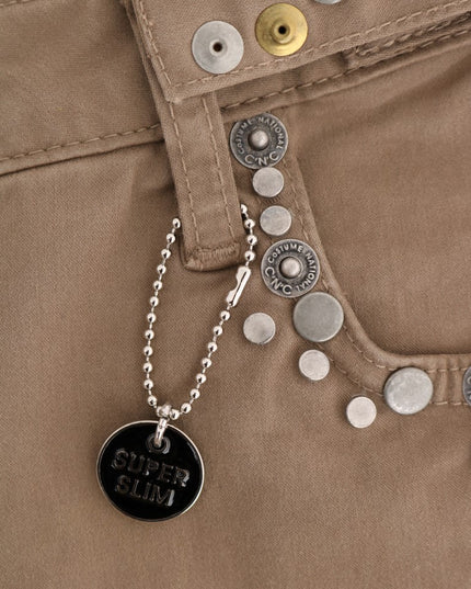 Costume National Beige Cotton Stretch Slim Fit Jeans