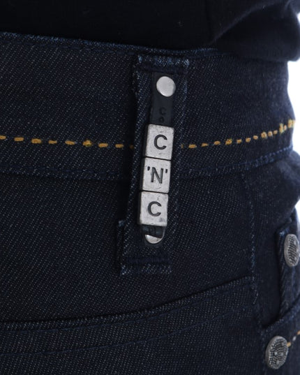 Costume National Blue Cotton Stretch Slim Fit Jeans