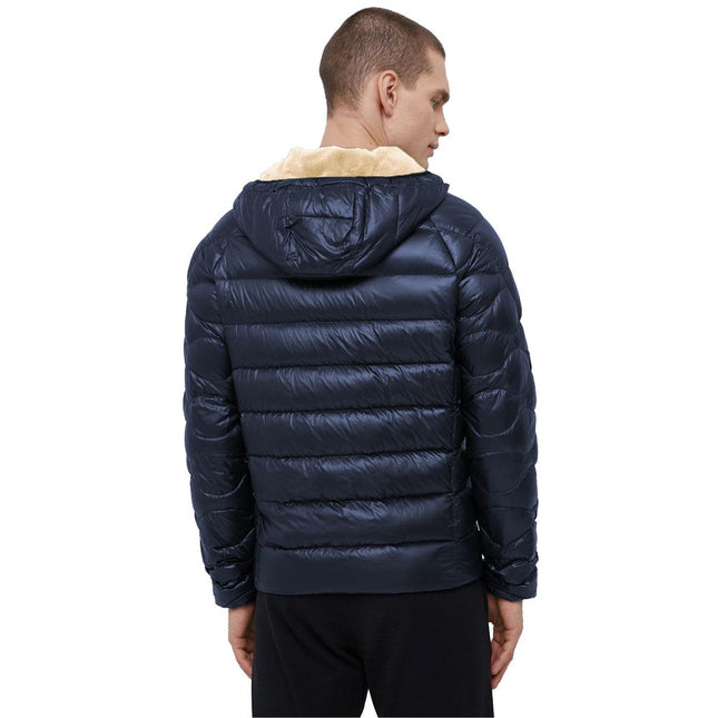 Refrigiwear Blue Nylon Men Jacket with Slim Fit and Feather Padding