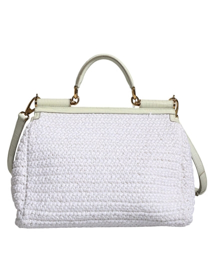 Dolce & Gabbana White Rafia Leather SICILY Crossbody Bag