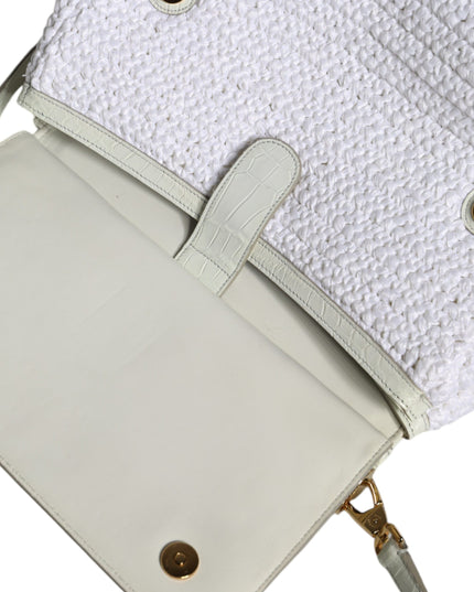 Dolce & Gabbana White Rafia Leather SICILY Crossbody Bag