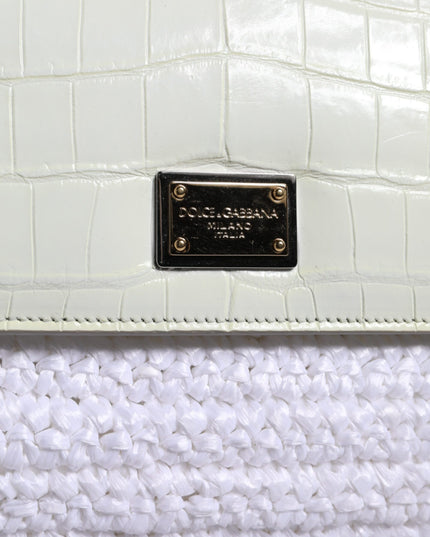 Dolce & Gabbana White Rafia Leather SICILY Crossbody Bag