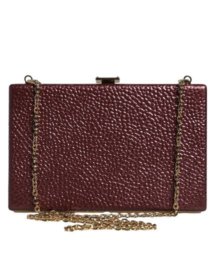 Dolce & Gabbana Maroon Leather Clutch Evening Crossbody Bag