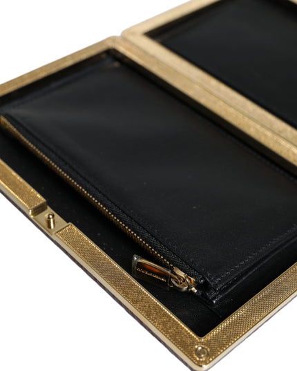 Dolce & Gabbana Maroon Leather Clutch Evening Crossbody Bag