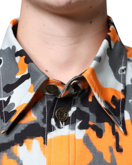 Dolce & Gabbana Multicolor Camouflage Cotton Denim Collared Jacket