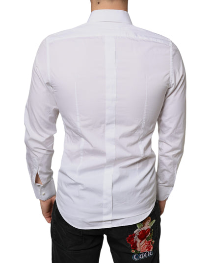 Dolce & Gabbana White Bib Cotton Poplin Formal Dress Shirt