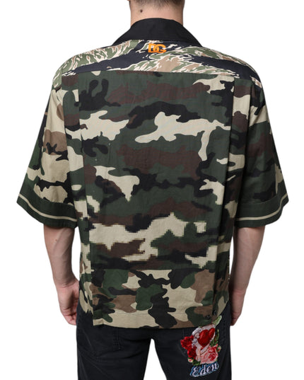 Dolce & Gabbana Multicolor Camouflage Button Down Men Casual Shirt