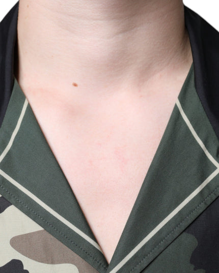 Dolce & Gabbana Multicolor Camouflage Button Down Men Casual Shirt