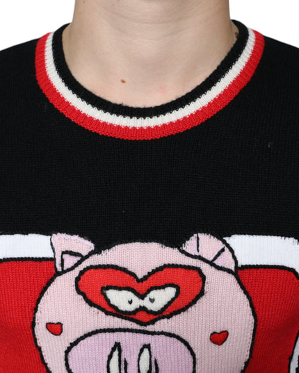 Dolce & Gabbana Black Cashmere Pig of the Year Pullover Sweater