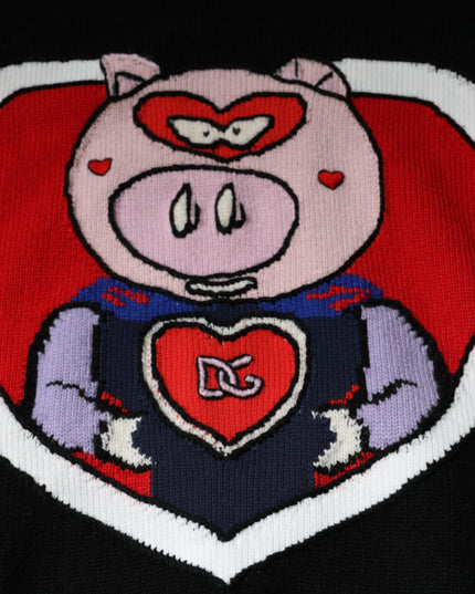 Dolce & Gabbana Black Cashmere Pig of the Year Pullover Sweater